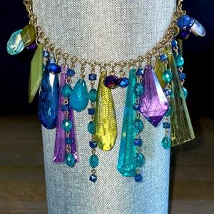 Show stopping Multicolored Crystal Chandelier Statement Necklace